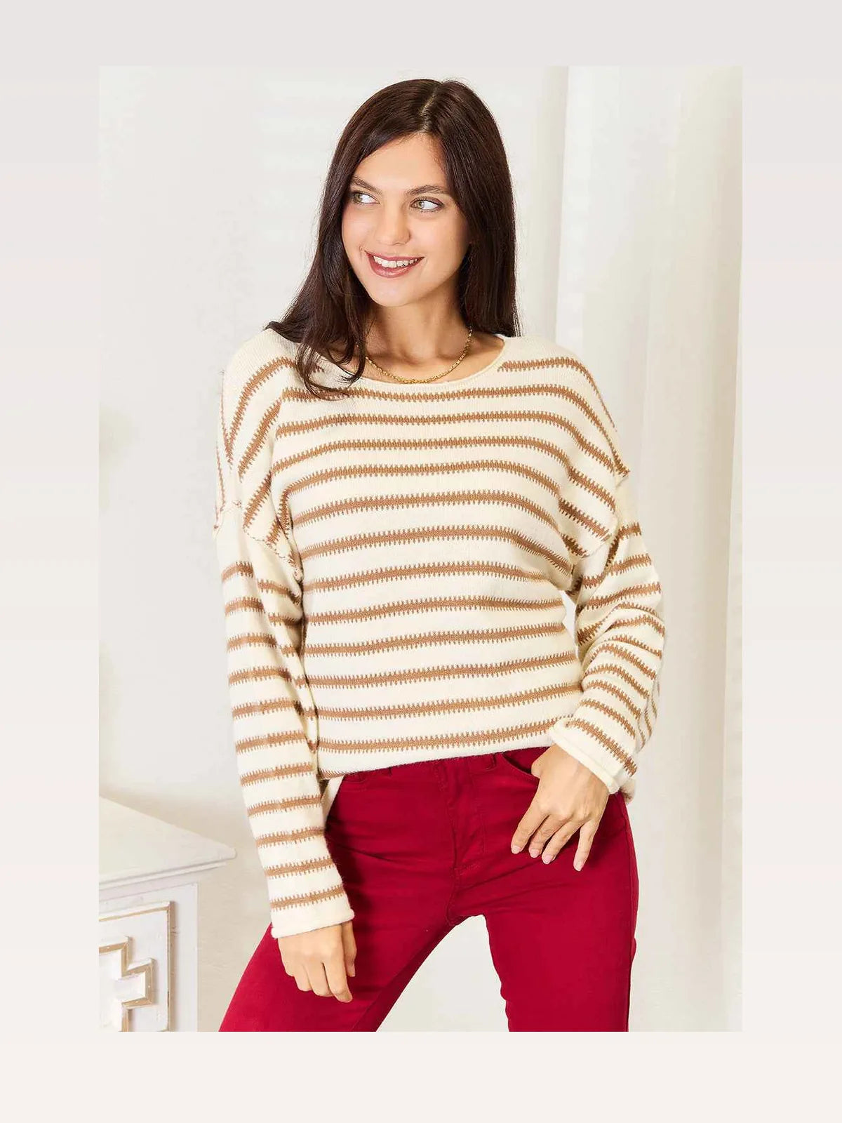 Striped Boat Neck Sweater