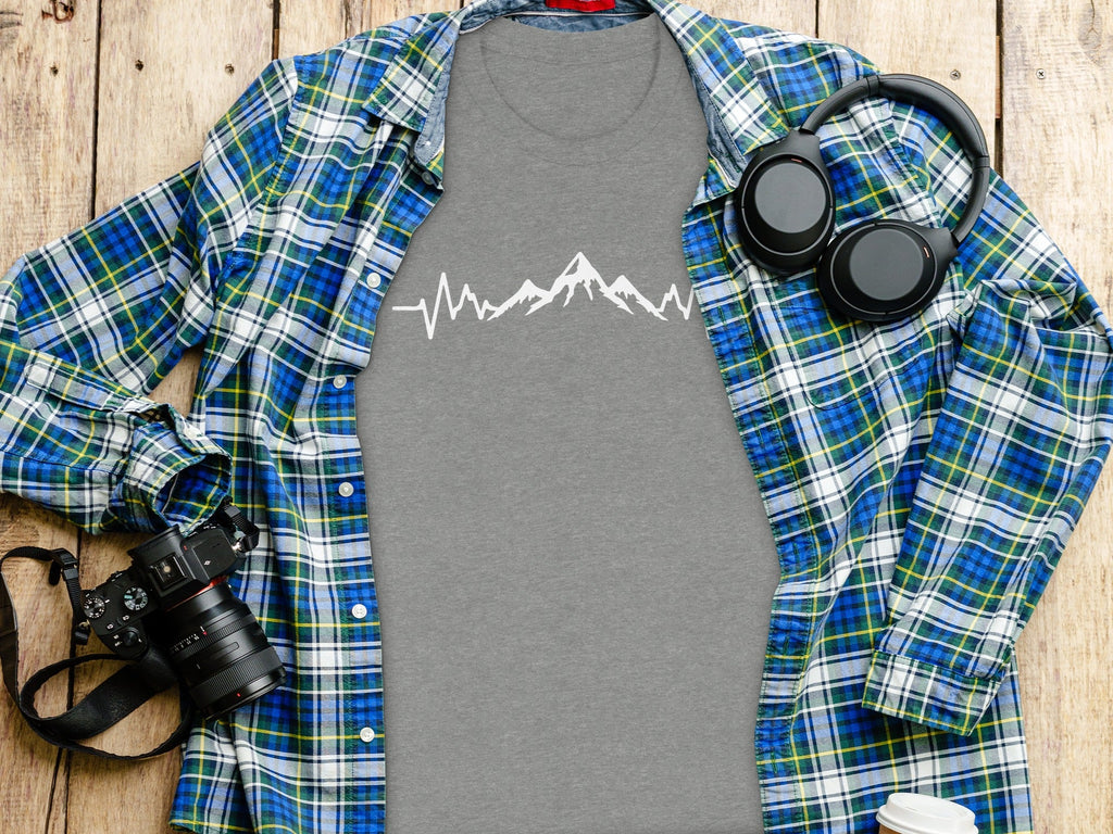 Mountain Heartbeat Line Illustration Graphic Design T-Shirt