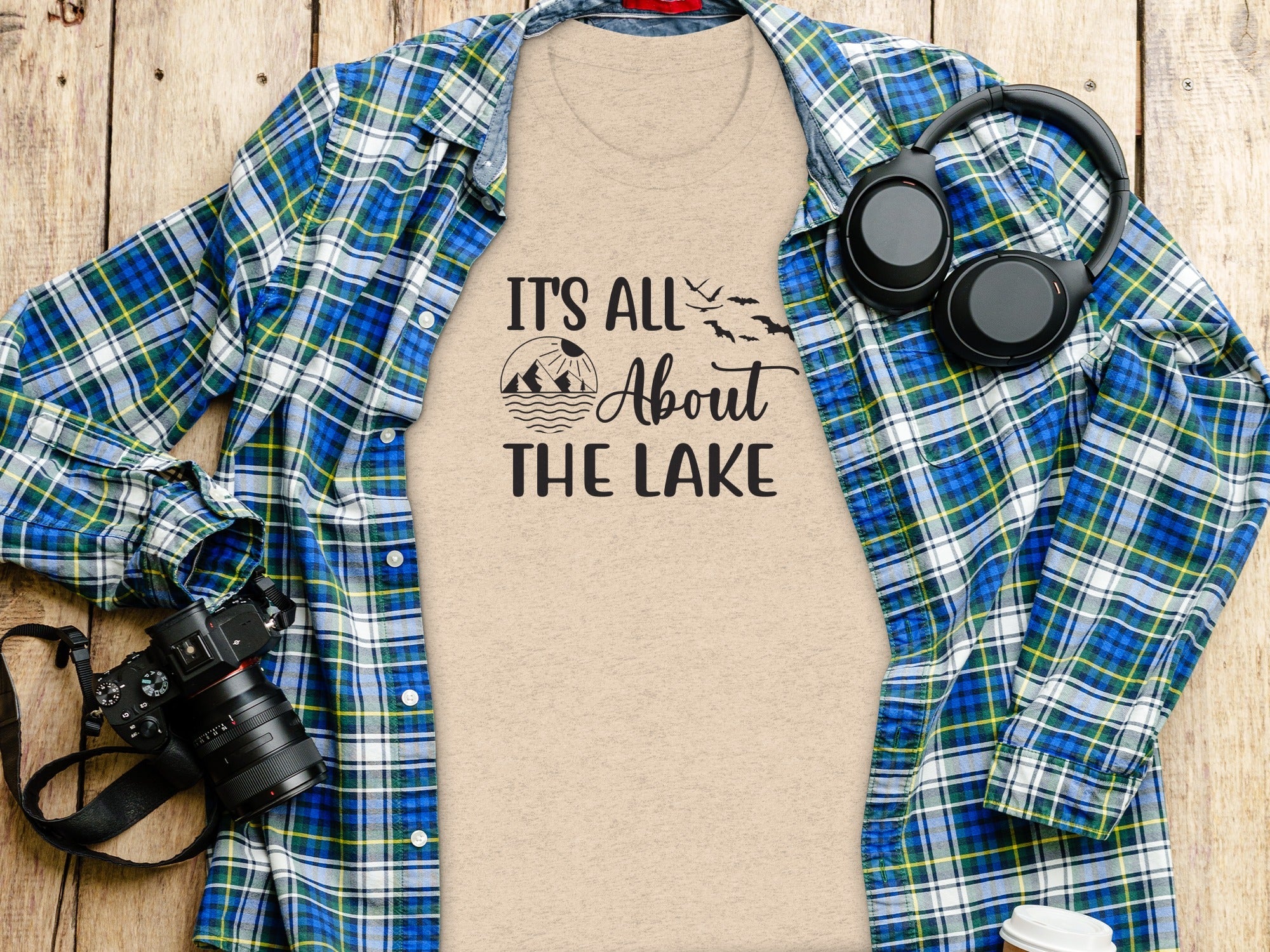 It's All About The Lake Mountain and Birds Graphic T-Shirt