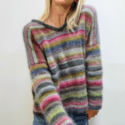 Womens Relaxed-fit V-neck Casual Sweater