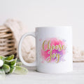 Choose Joy Mug - Inspirational Coffee Cup | Pink Watercolor Ceramic Mug
