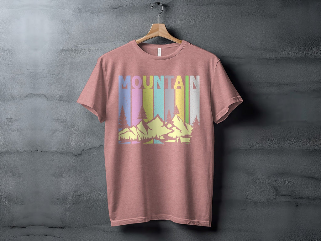 Colorful Mountain Scenery Graphic T-Shirt Long Sleeve T-Shirt