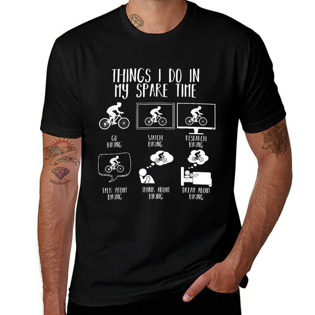 Things I Do In My Spare Time Mountain Bike Funny Biking  Moisture-wicking T-Shirt
