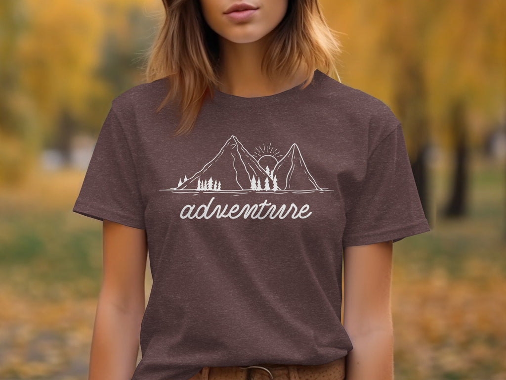 Adventure Awaits Mountains Graphic Tee Nature Lovers T-Shirt