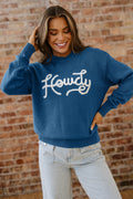 Western Howdy Embroidered Crewneck Sweater
