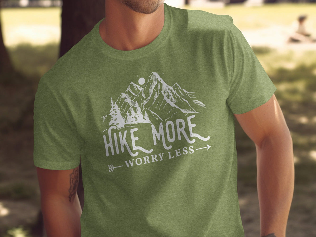 Hike More Worry Less Mountains Graphic Image T-Shirt