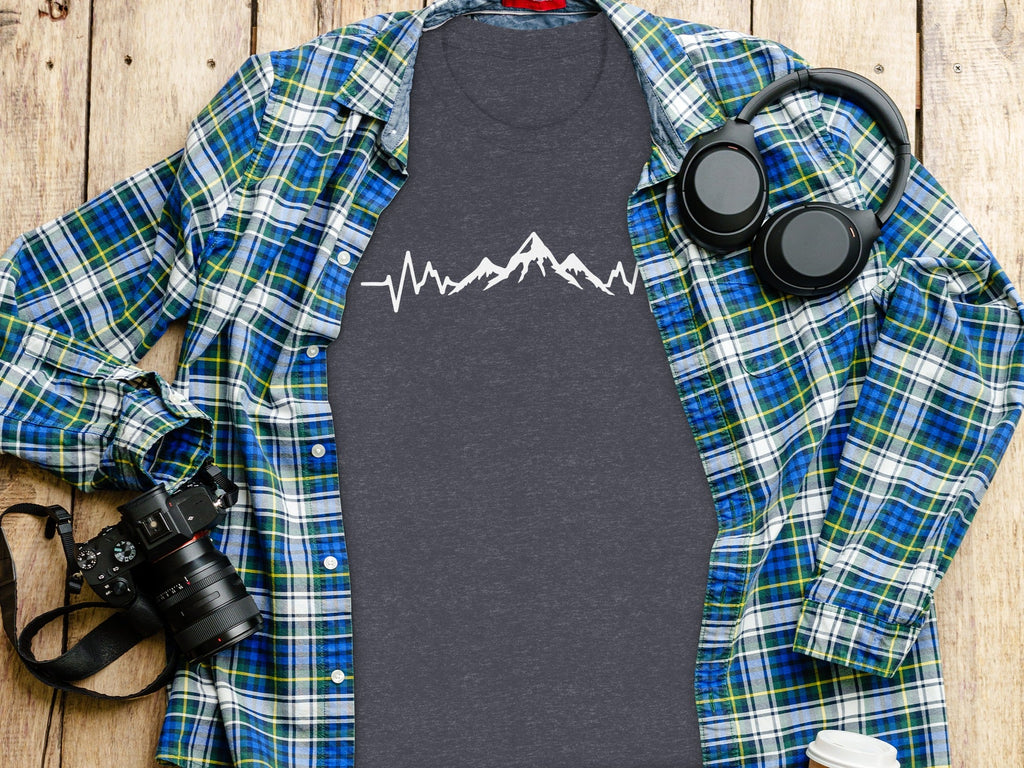 Mountain Heartbeat Line Illustration Graphic Design T-Shirt