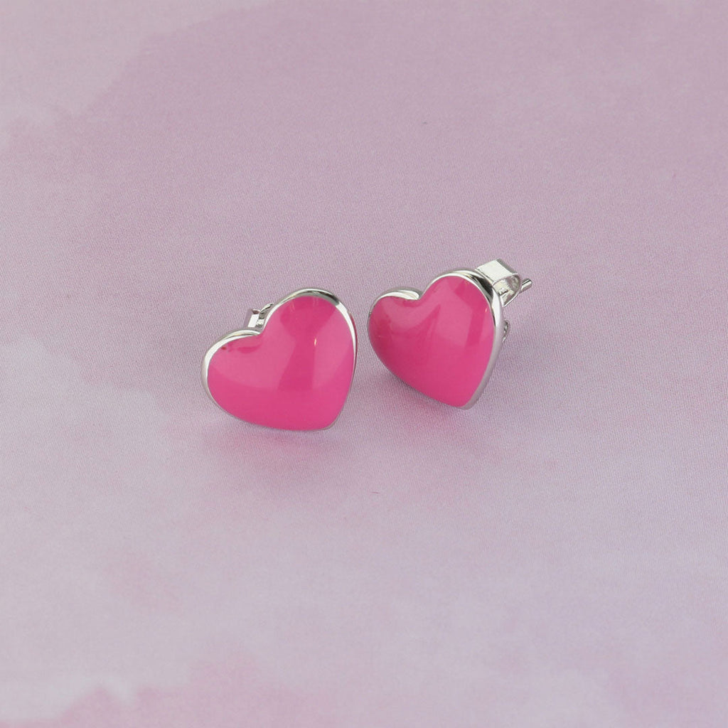 Enamel Heart Stud Earrings