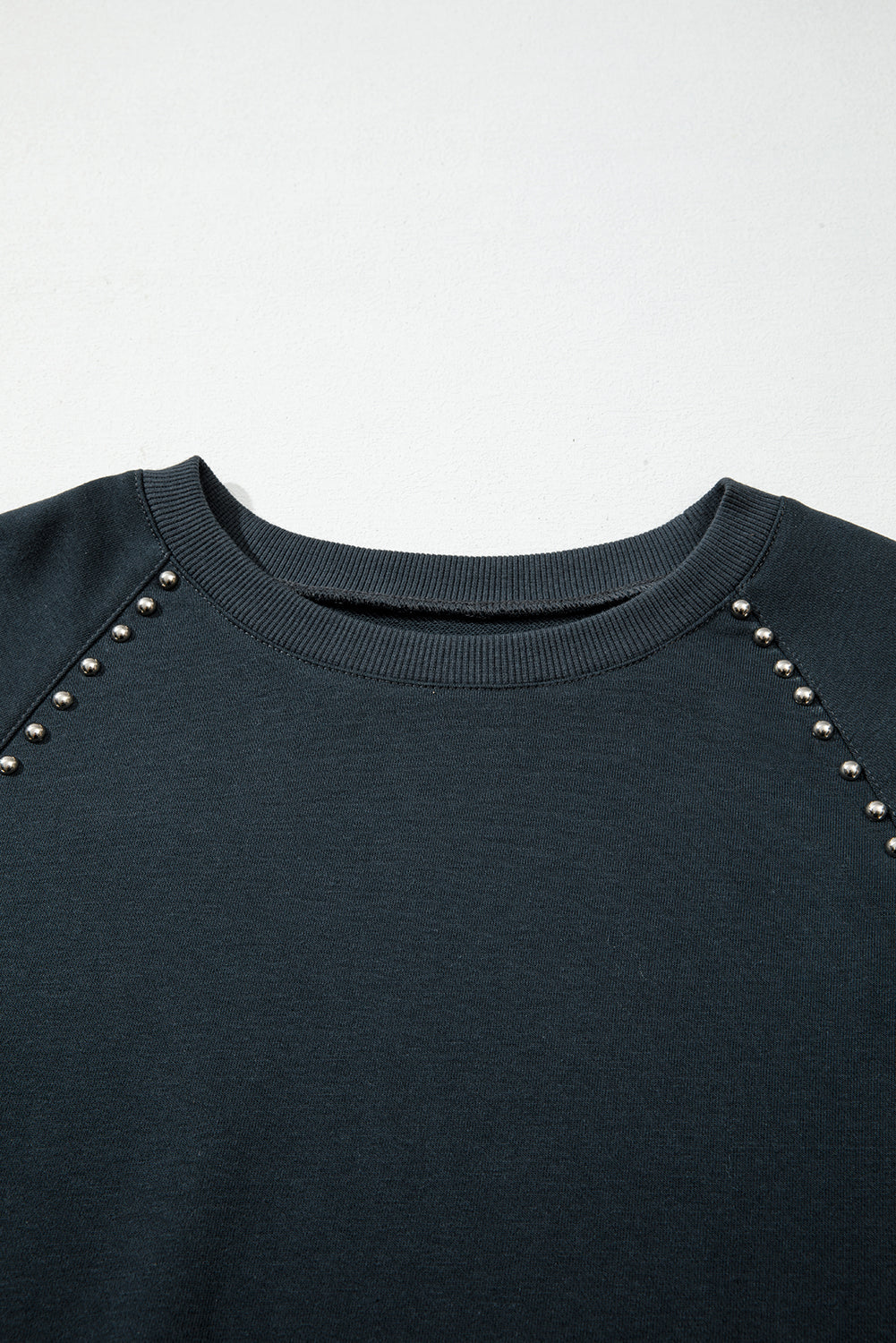 Plus Size Solid Ribbed Edge Studded Mineral Wash Top