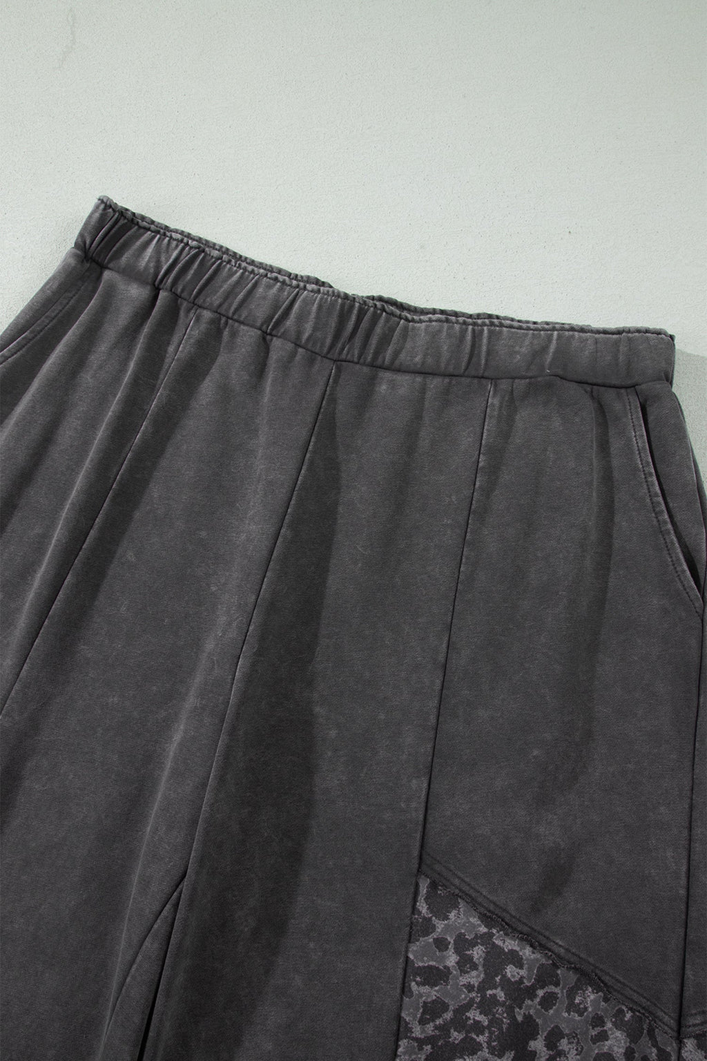 Plus Size Leopard Patchwork Wide Leg Pants