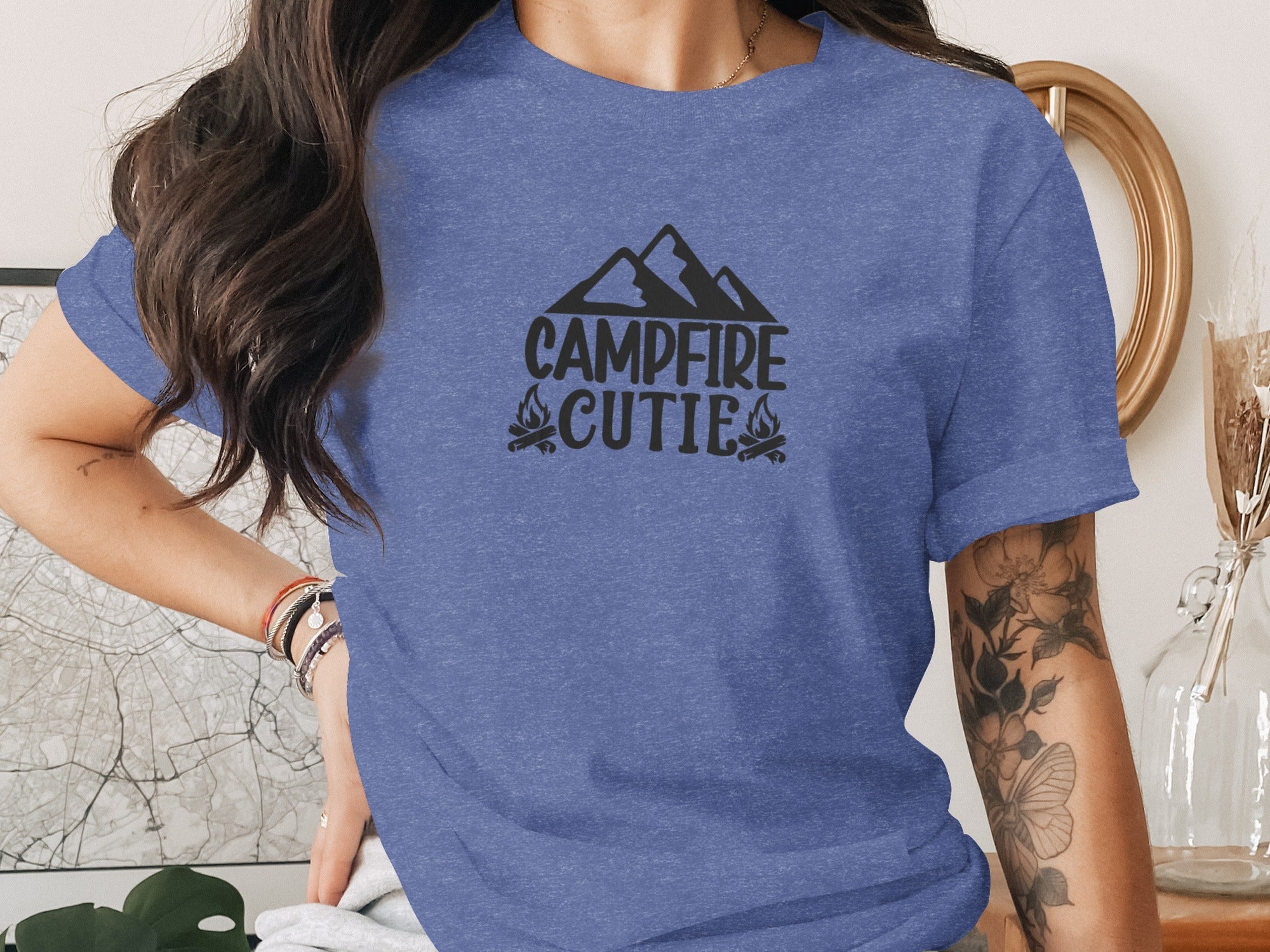 Campfire Cutie With Mountain Silhouette Graphic T-Shirt