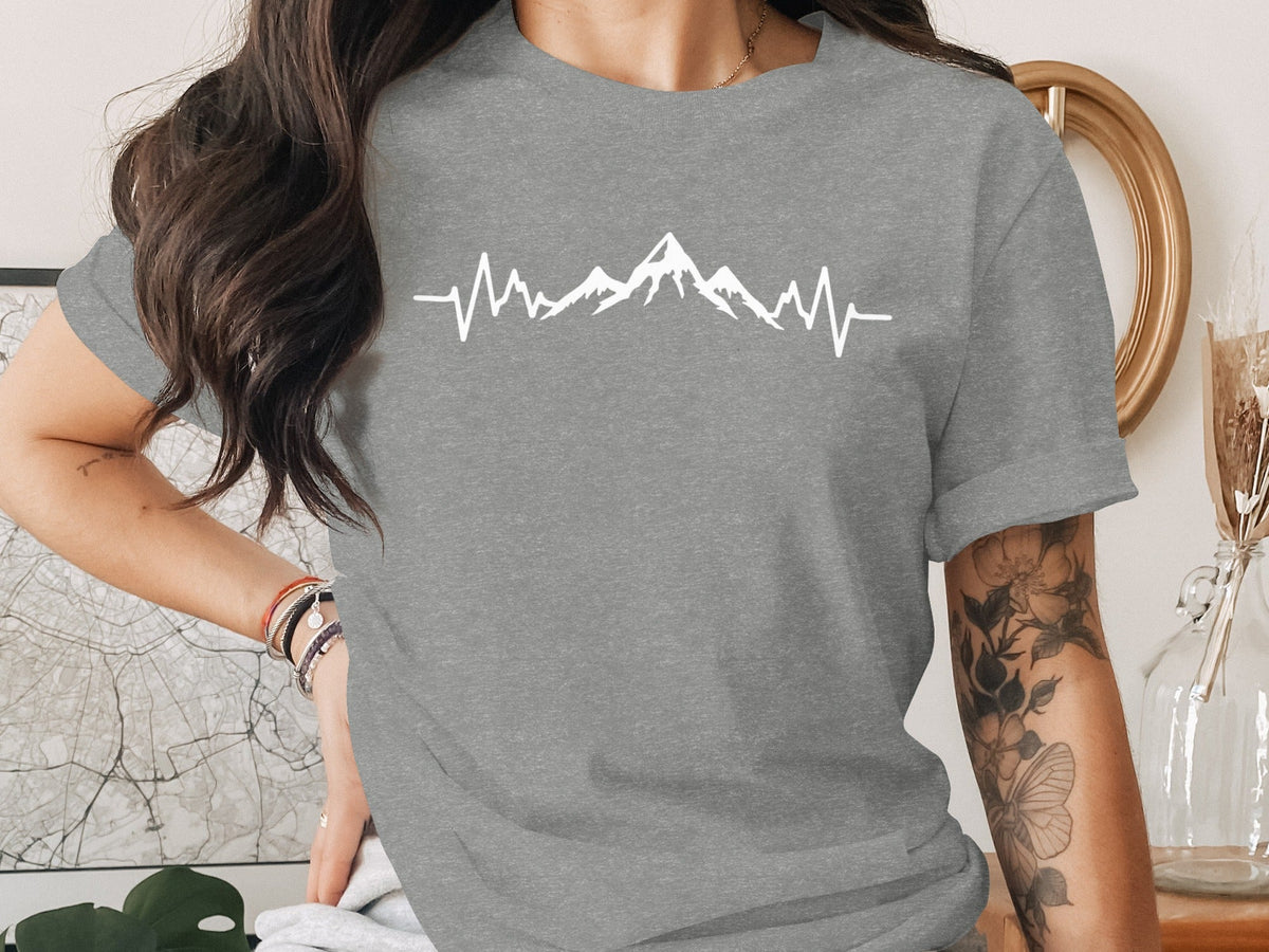 Mountain Heartbeat Line Illustration Graphic Design T-Shirt