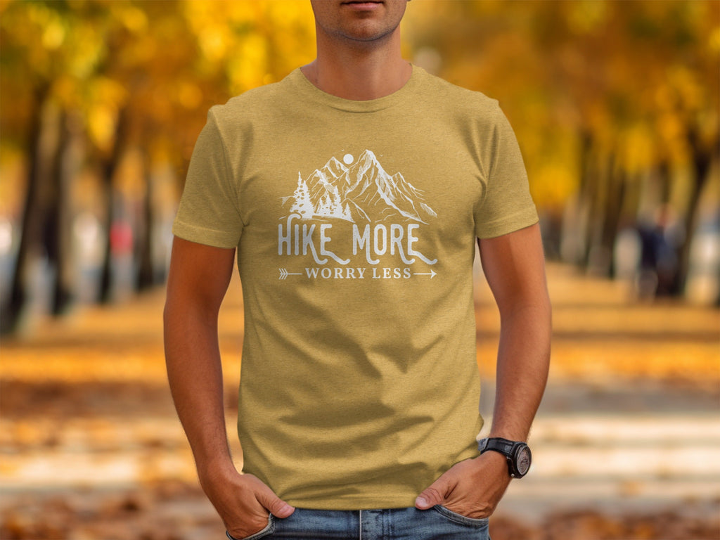 Hike More Worry Less Mountains Graphic Image T-Shirt