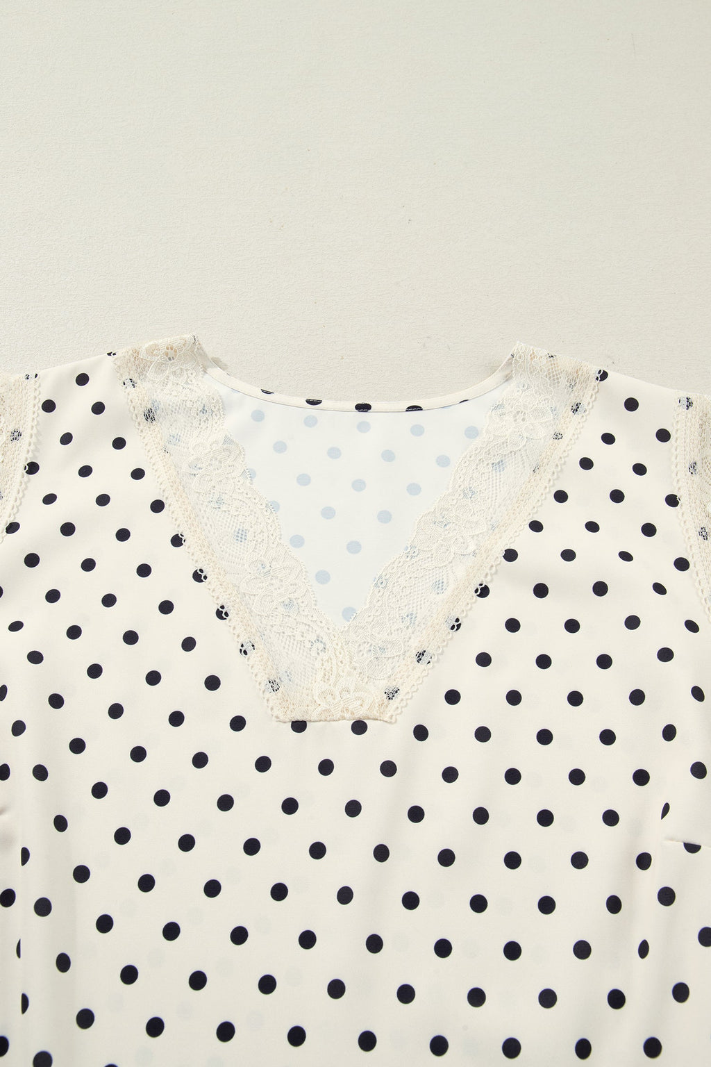 Plus Size Polka Dot Lace V-Neck Sleeveless Top