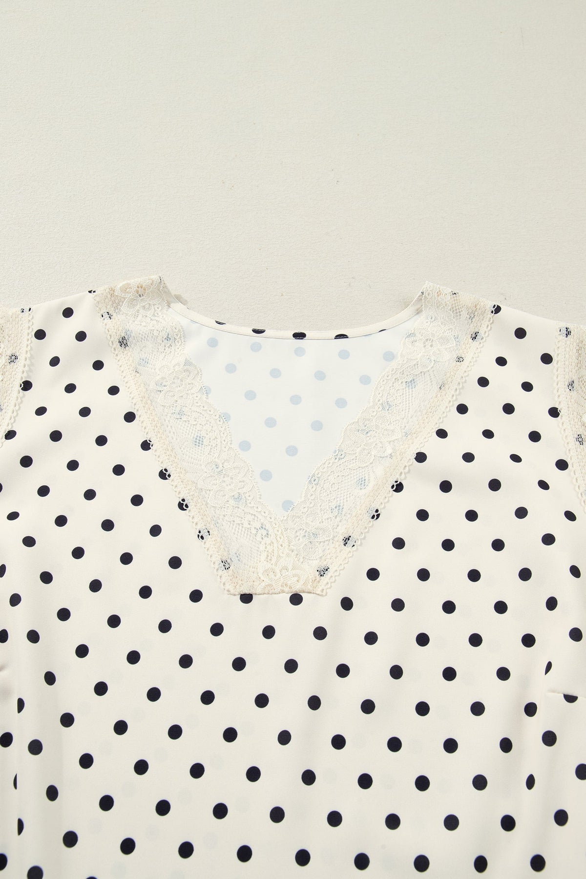 Plus Size Polka Dot Lace V-Neck Sleeveless Top