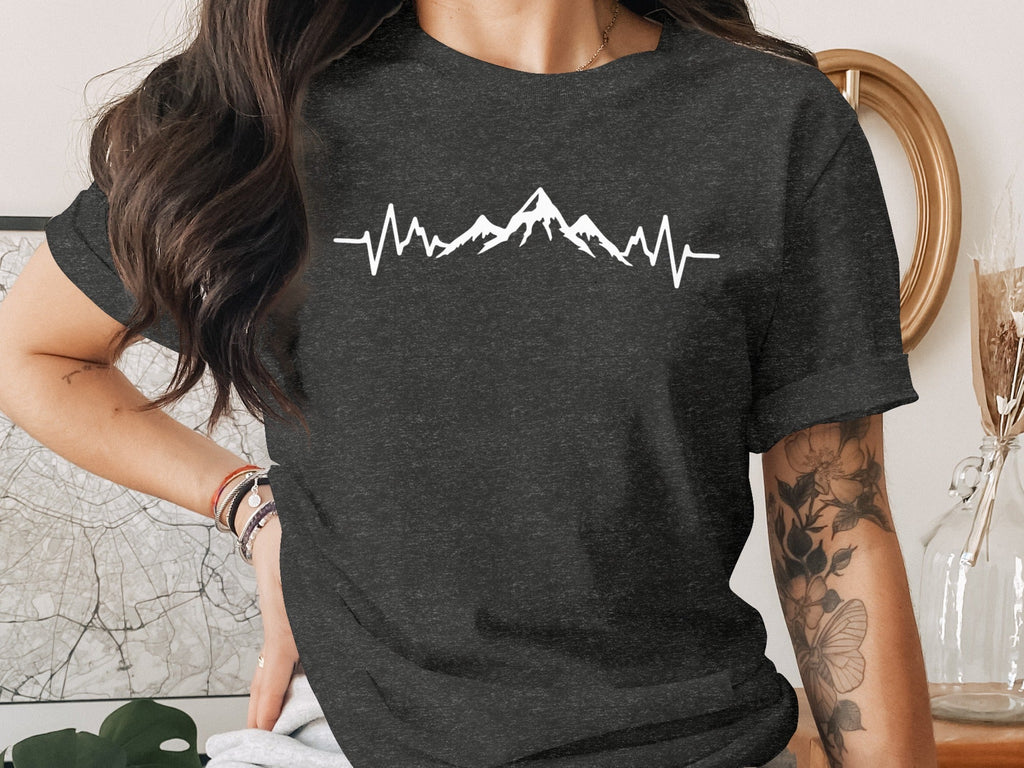 Mountain Heartbeat Line Illustration Graphic Design T-Shirt