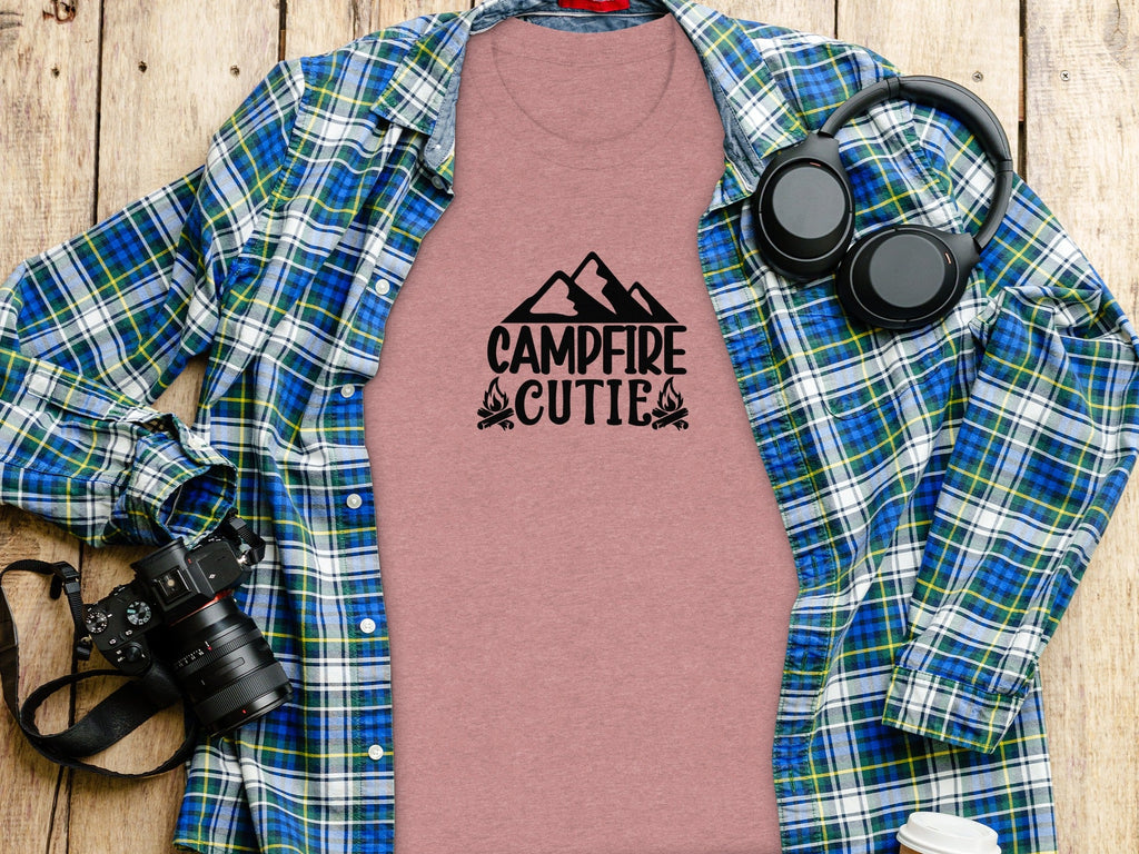 Campfire Cutie With Mountain Silhouette Graphic T-Shirt