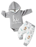 Gaupafmb Baby Boy Outfits | Letter Print Hoodies Romper | Cute Animal Pants Winter Baby Boy Clothes | 3-6 Months - # BAAA51210028