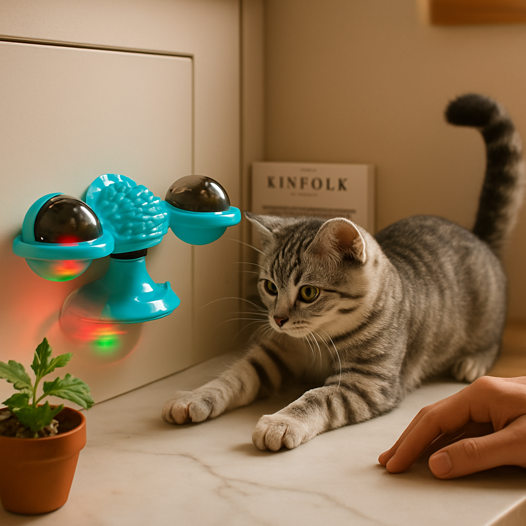 Windmill Cat Toy Turntable Interactive Teasing Toy with Ball