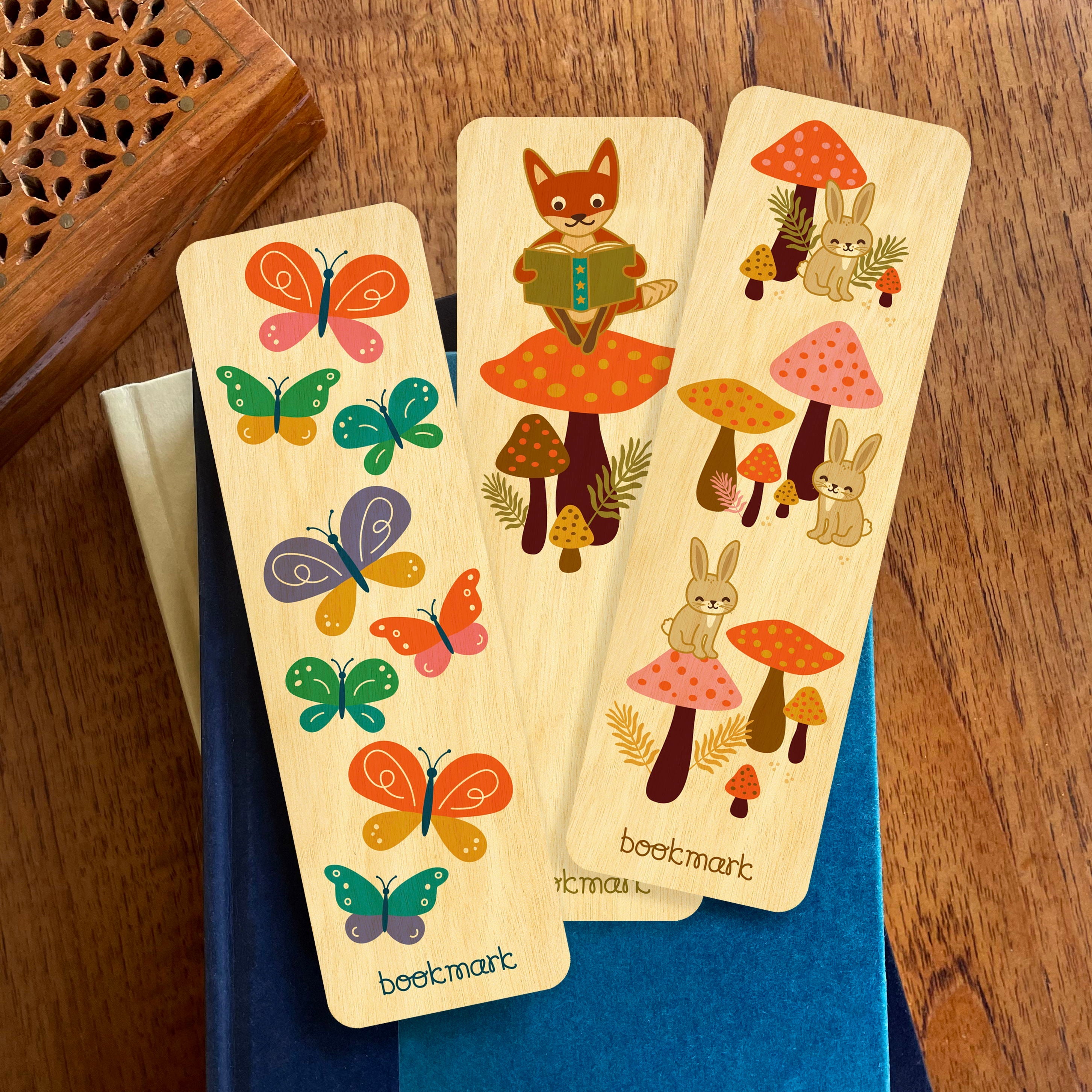 Butterflies Wood Bookmark