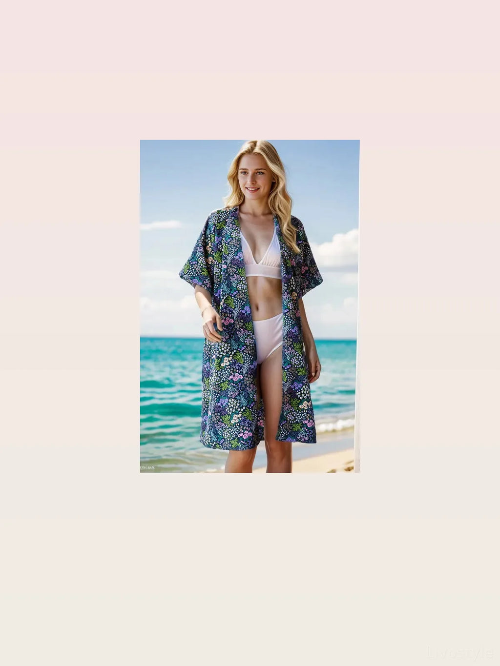 Chic Half-Sleeve Floral Cardigan in Plus Sizes