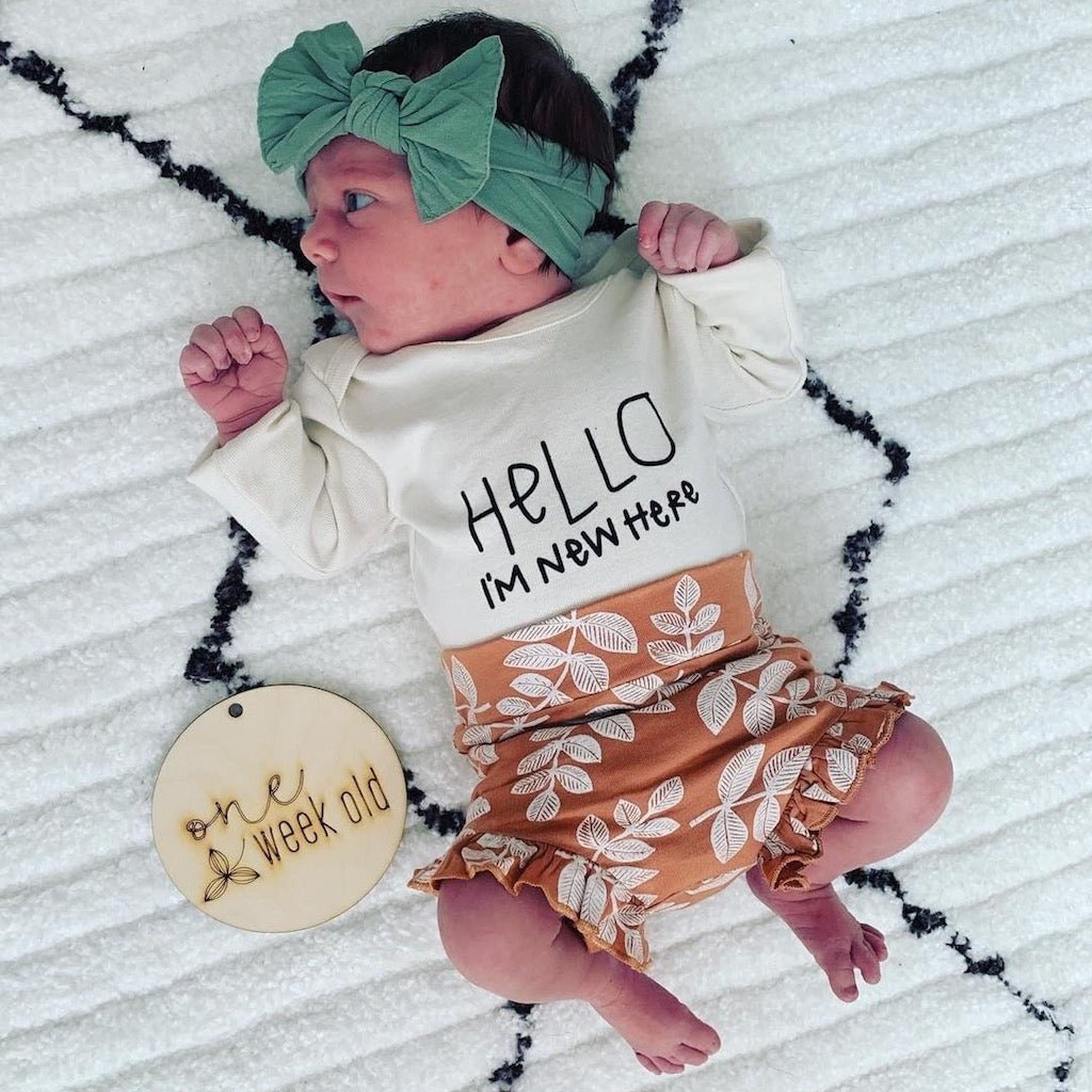 Hello I'm New Here Organic Bodysuit Long Sleeve