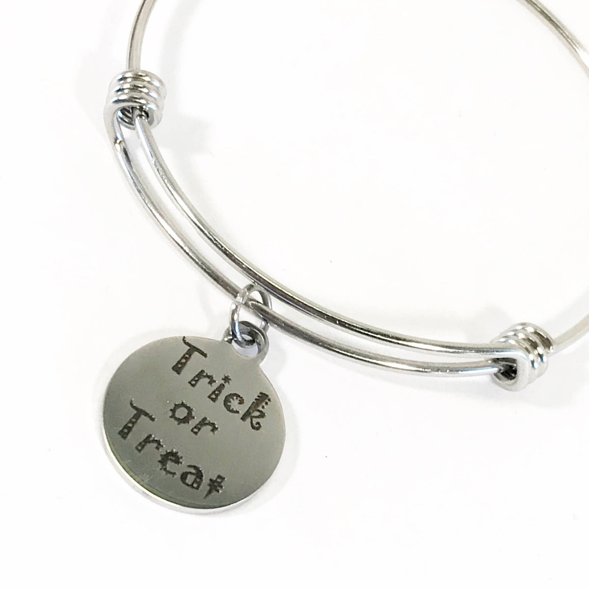 Trick or Treat Bracelet, Halloween Costume Jewelry, Halloween Bracelet, Stacking Bangle, No Tricks Just Treats, Jewelry Gift For Her