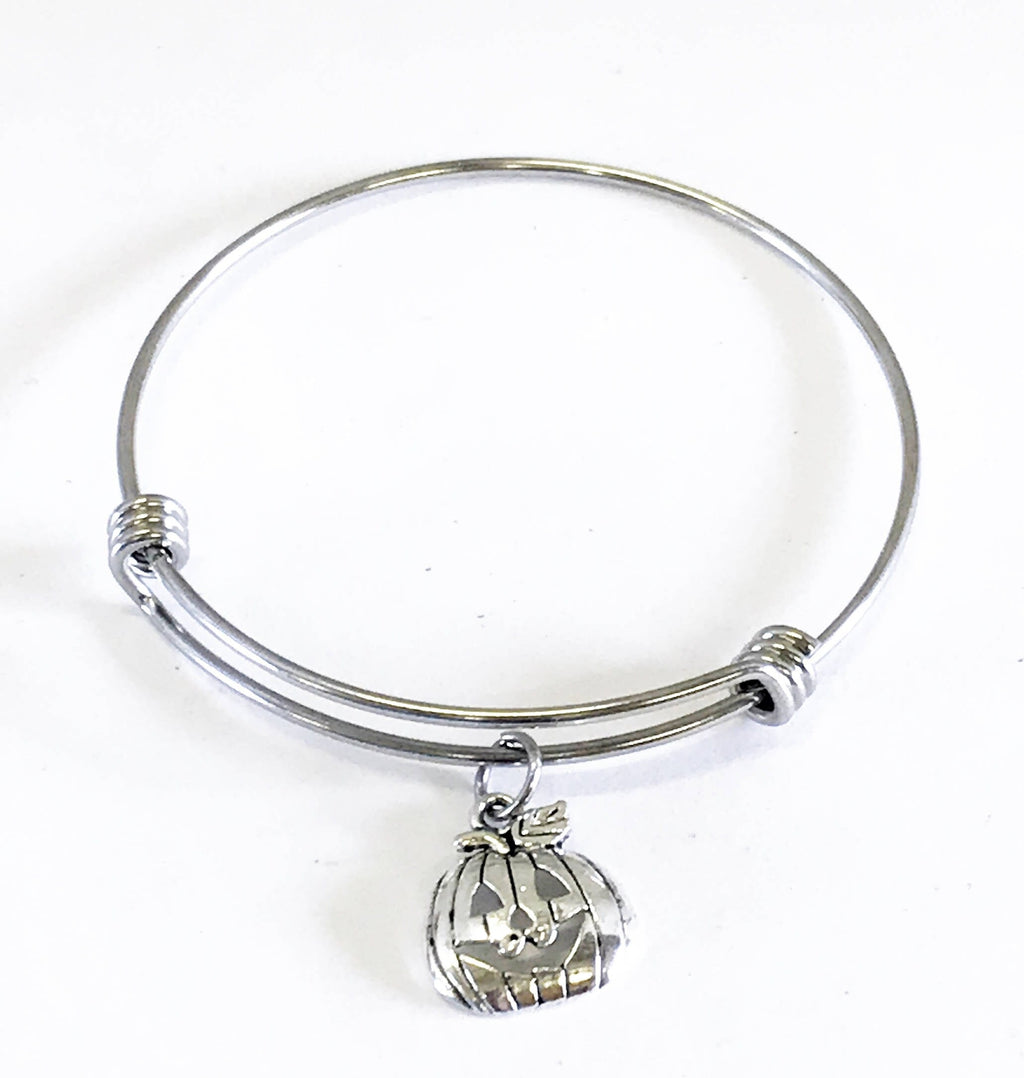 Jack O Lantern Jewelry, Jack-O-Lantern Stacking Bangle, Pumpkin Bracelet, Halloween Jewelry, Spider Gifts, Halloween Party Gifts