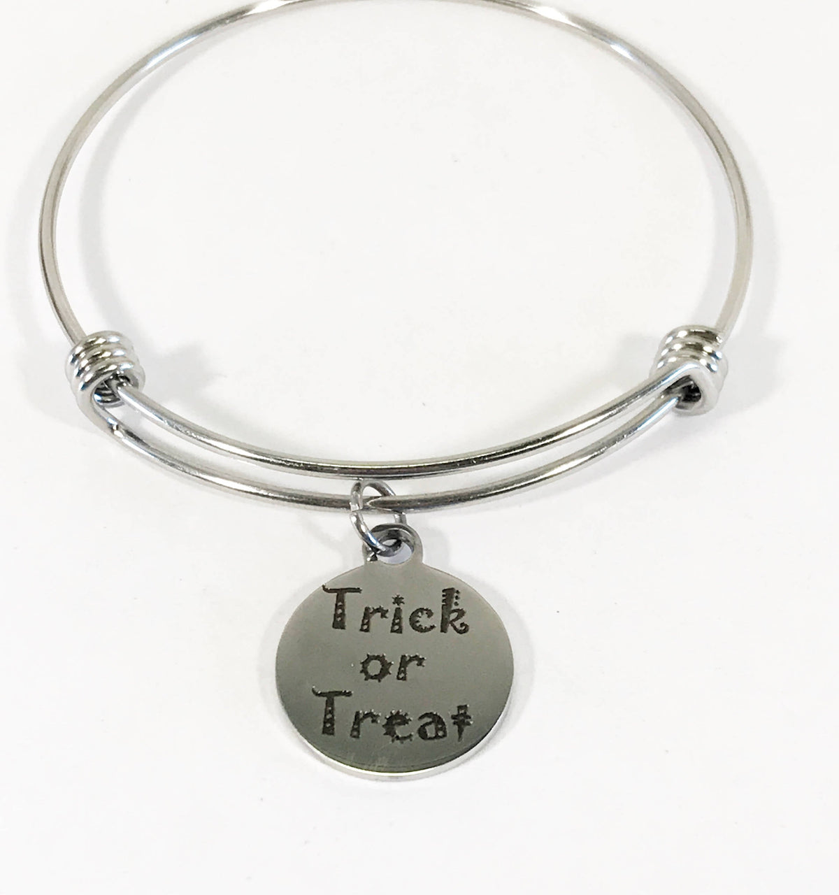 Trick or Treat Bracelet, Halloween Costume Jewelry, Halloween Bracelet, Stacking Bangle, No Tricks Just Treats, Jewelry Gift For Her