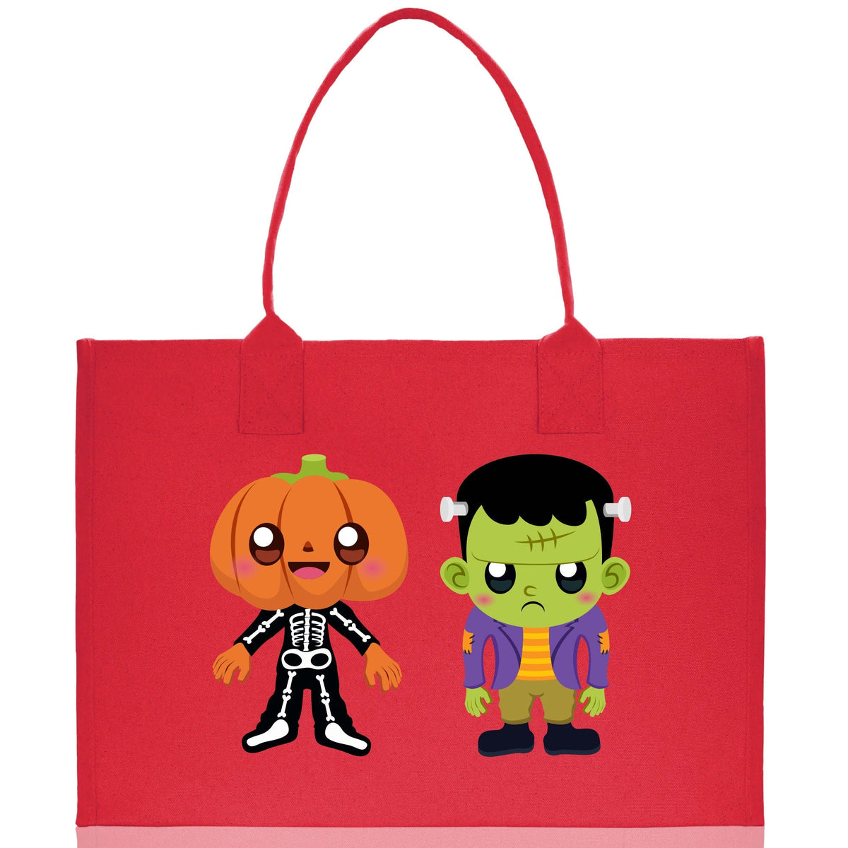 Halloween Trick or Treat Tote Bag Halloween Tote Bag for Kids Halloween Gift Halloween Candy Bag Halloween Doodles Cute Canvas Tote Bag
