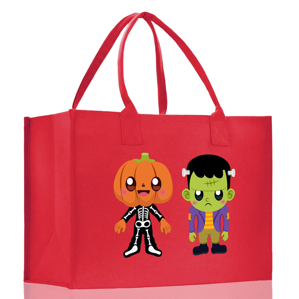 Halloween Trick or Treat Tote Bag Halloween Tote Bag for Kids Halloween Gift Halloween Candy Bag Halloween Doodles Cute Canvas Tote Bag