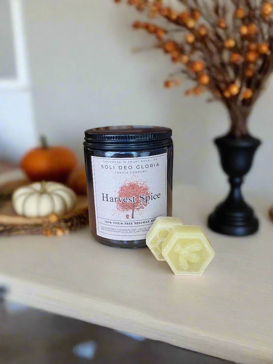 Harvest Spice Fall Beeswax Candle | Organic Essential Oil Infused