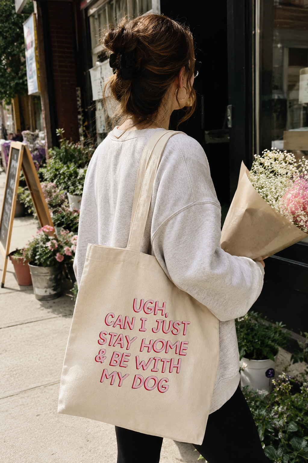 Ugh, Can I Just Stay Home & Be With My Dog Canvas Tote Bag