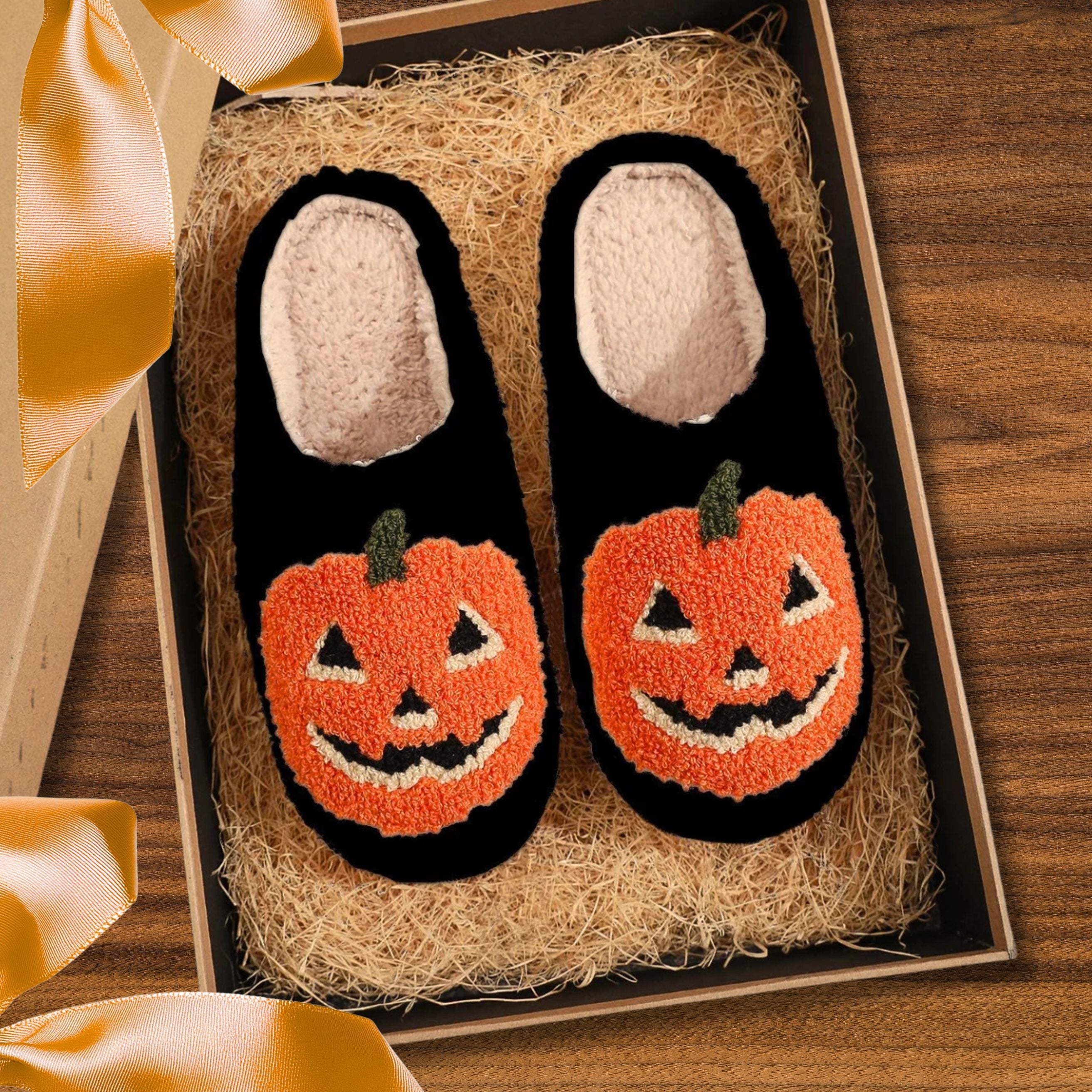 Jack O'Lantern Plush Slippers