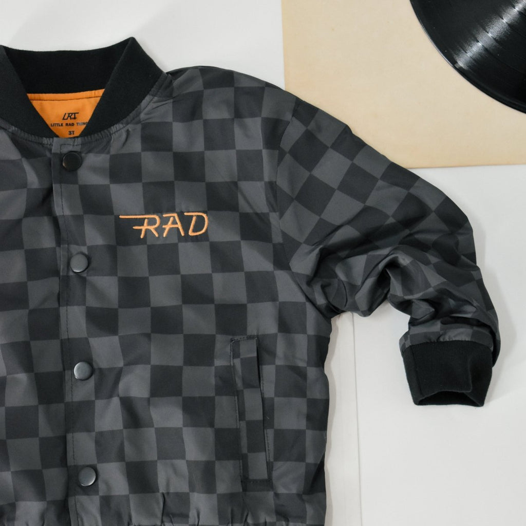 KIDS WATERPROOF LETTERMAN JACKET - CHECKERS
