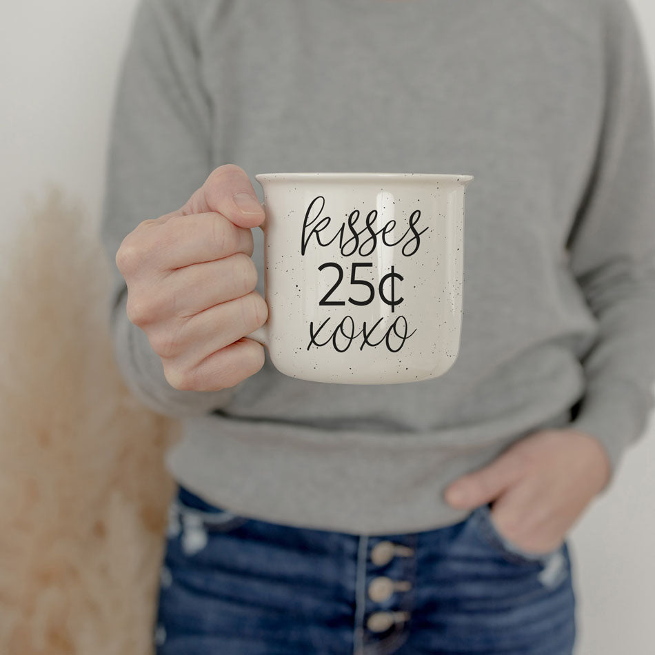 Kisses 25 Cents Ceramic Mug 14.5oz Vintage Valentine Xoxo Coffee Tea Cup Cute Novelty Gift