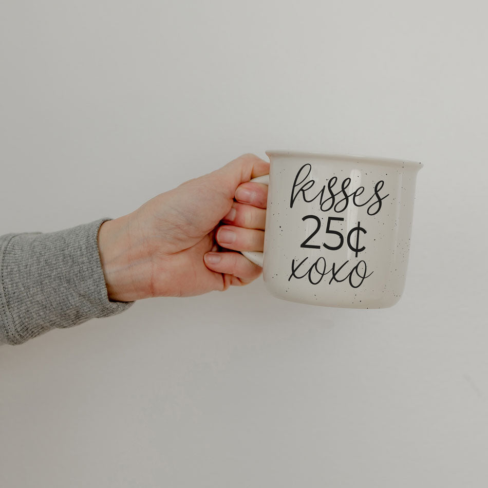 Kisses 25 Cents Ceramic Mug 14.5oz Vintage Valentine Xoxo Coffee Tea Cup Cute Novelty Gift
