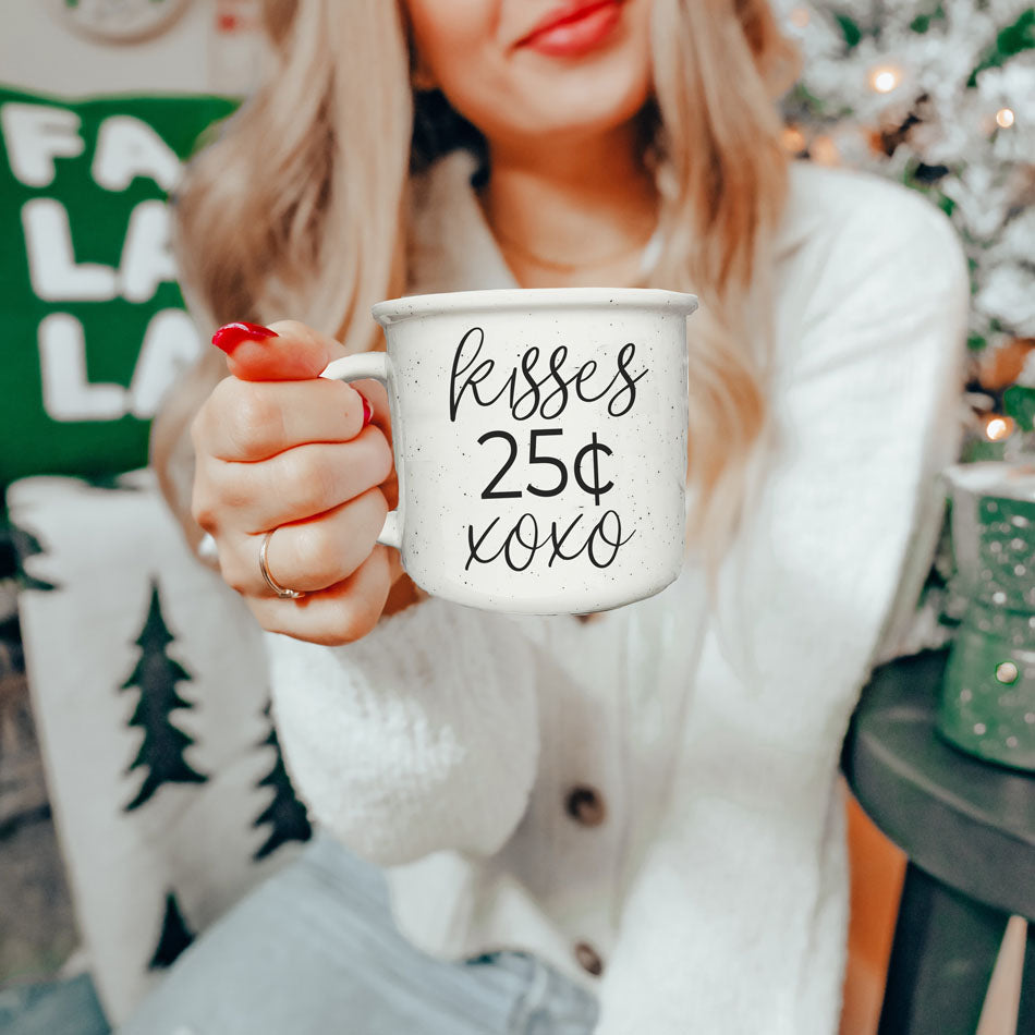 Kisses 25 Cents Ceramic Mug 14.5oz Vintage Valentine Xoxo Coffee Tea Cup Cute Novelty Gift