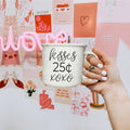 Kisses 25 Cents Ceramic Mug 14.5oz Vintage Valentine Xoxo Coffee Tea Cup Cute Novelty Gift