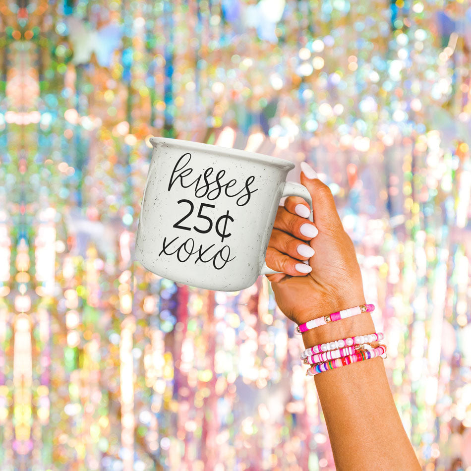 Kisses 25 Cents Ceramic Mug 14.5oz Vintage Valentine Xoxo Coffee Tea Cup Cute Novelty Gift