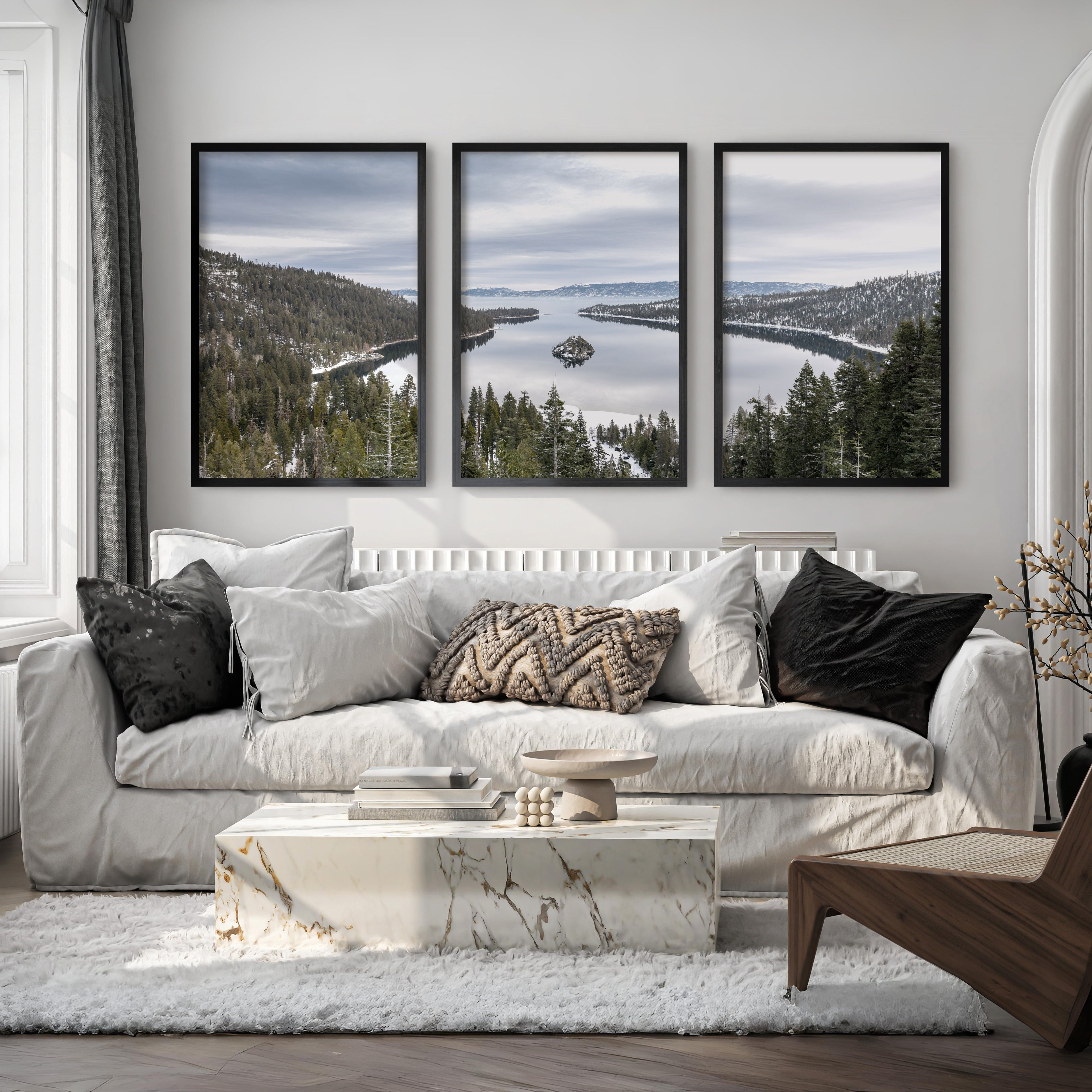 Lake Tahoe, Sierra Nevada Triptych – Mountain Wall Art Set of 3