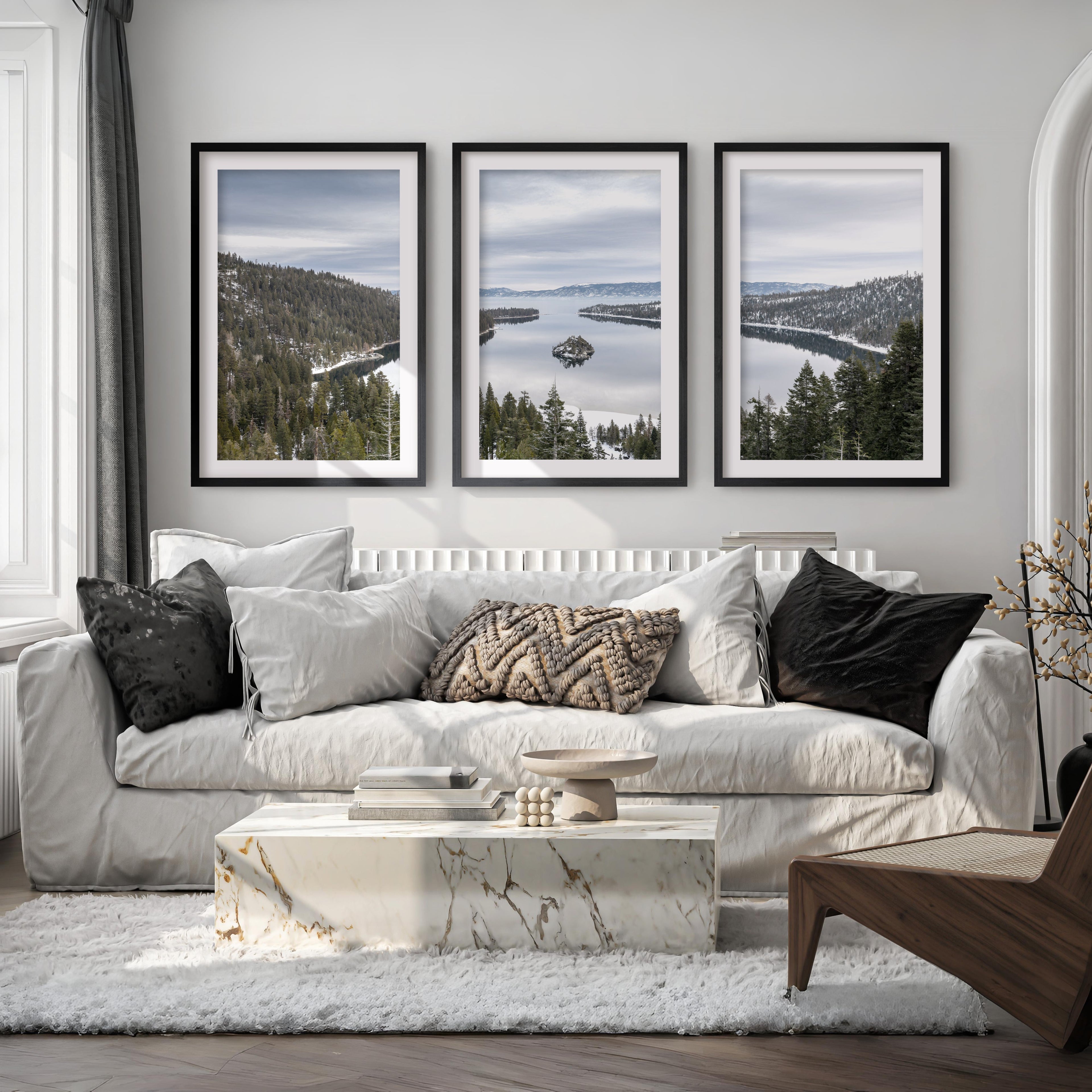 Lake Tahoe, Sierra Nevada Triptych – Mountain Wall Art Set of 3