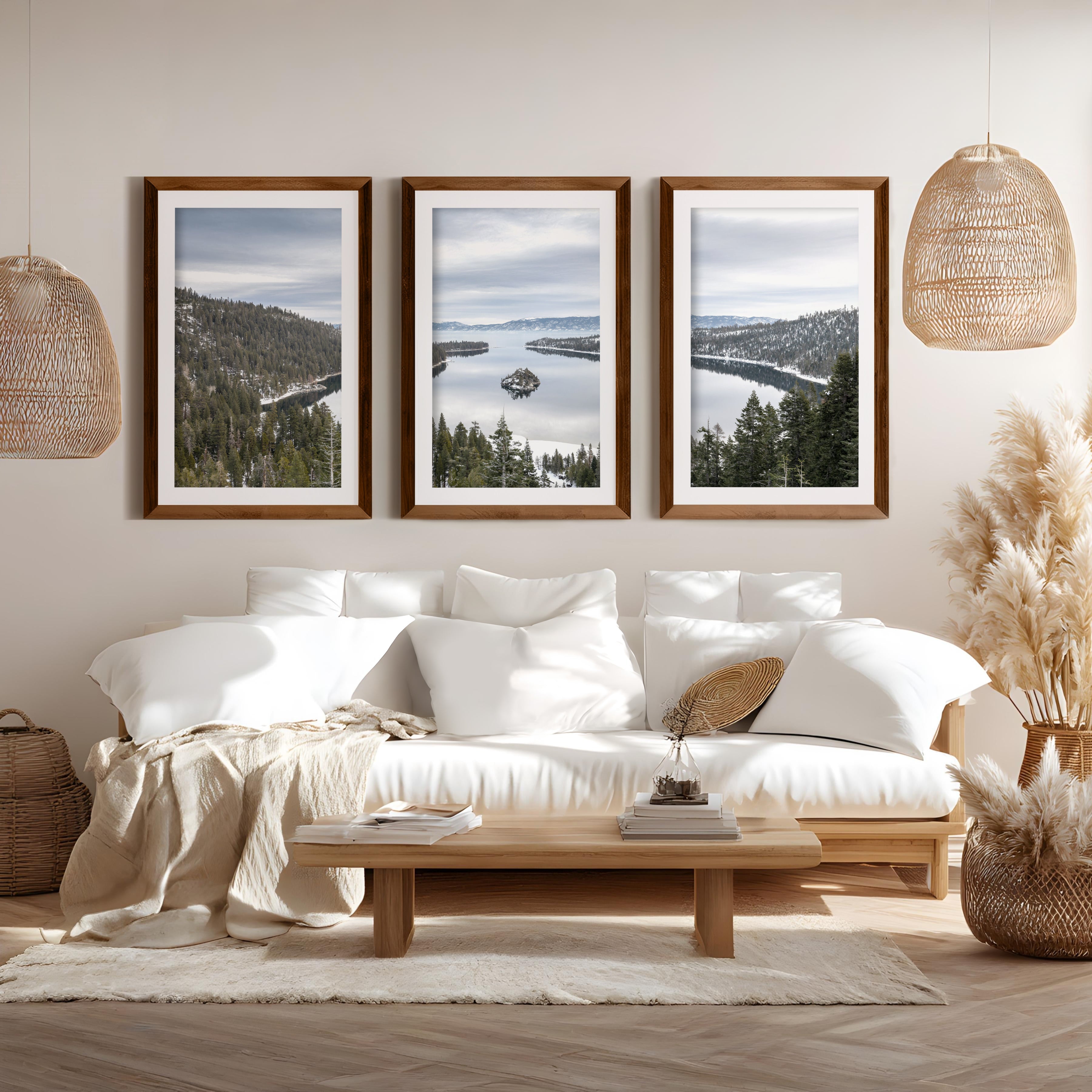 Lake Tahoe, Sierra Nevada Triptych – Mountain Wall Art Set of 3