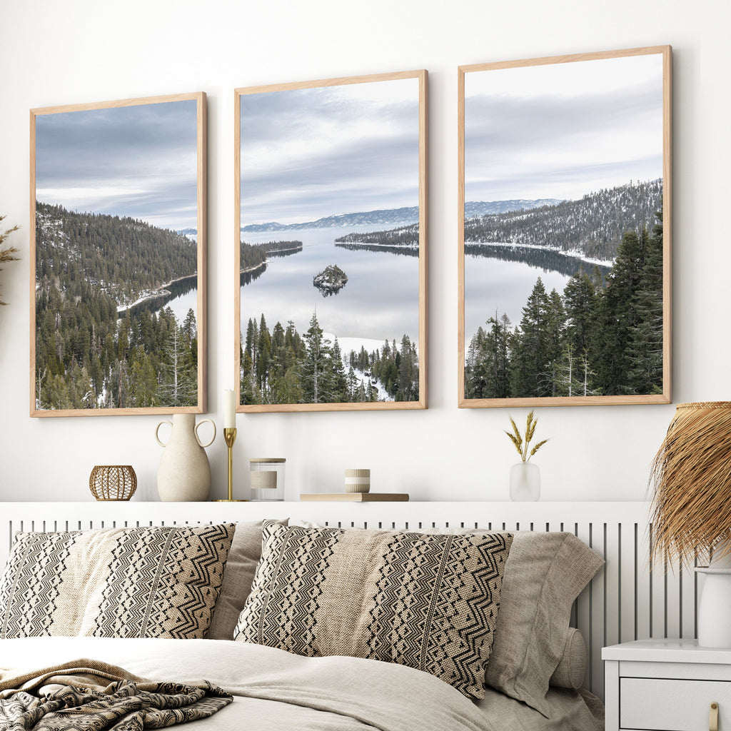 Lake Tahoe, Sierra Nevada Triptych – Mountain Wall Art Set of 3