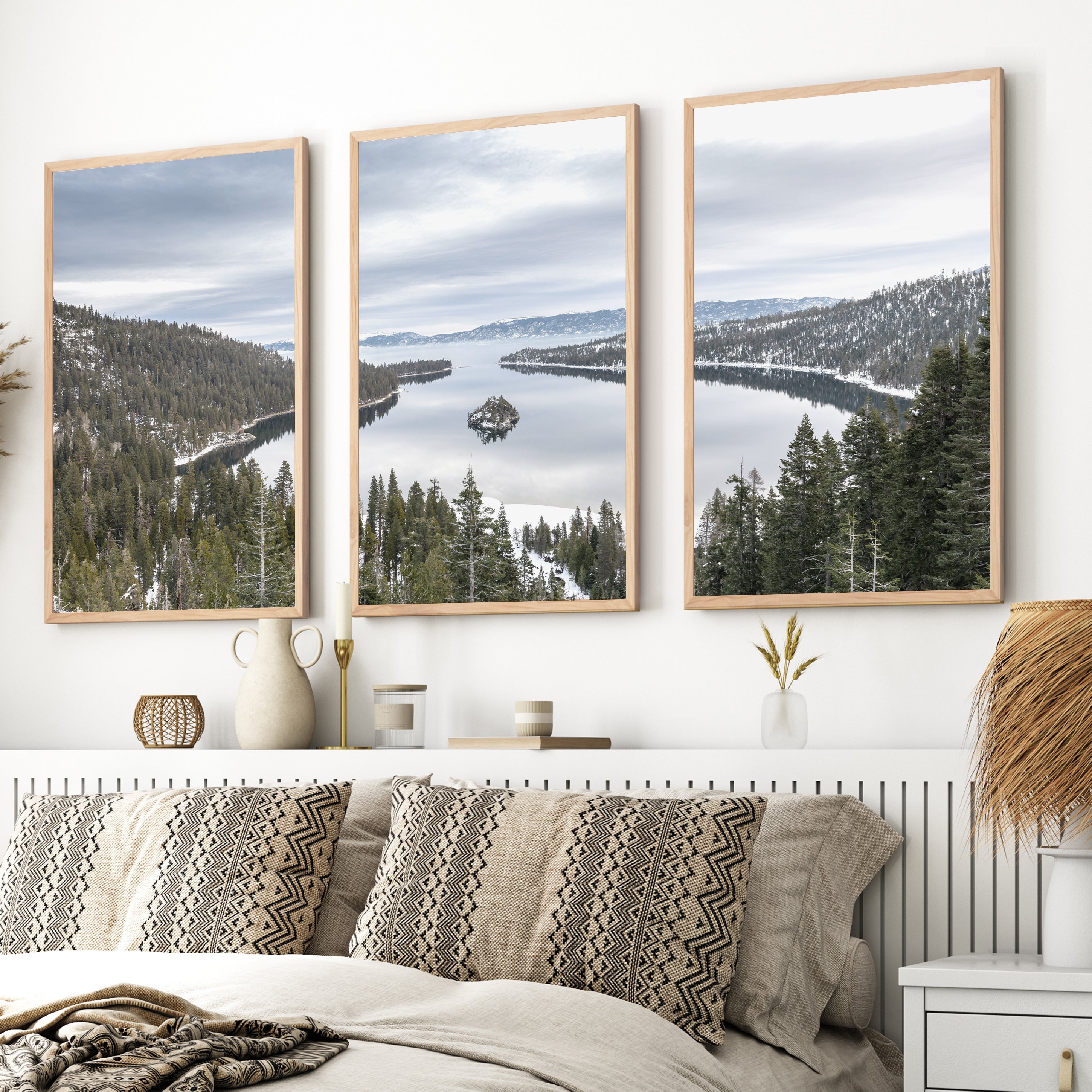 Lake Tahoe, Sierra Nevada Triptych – Mountain Wall Art Set of 3