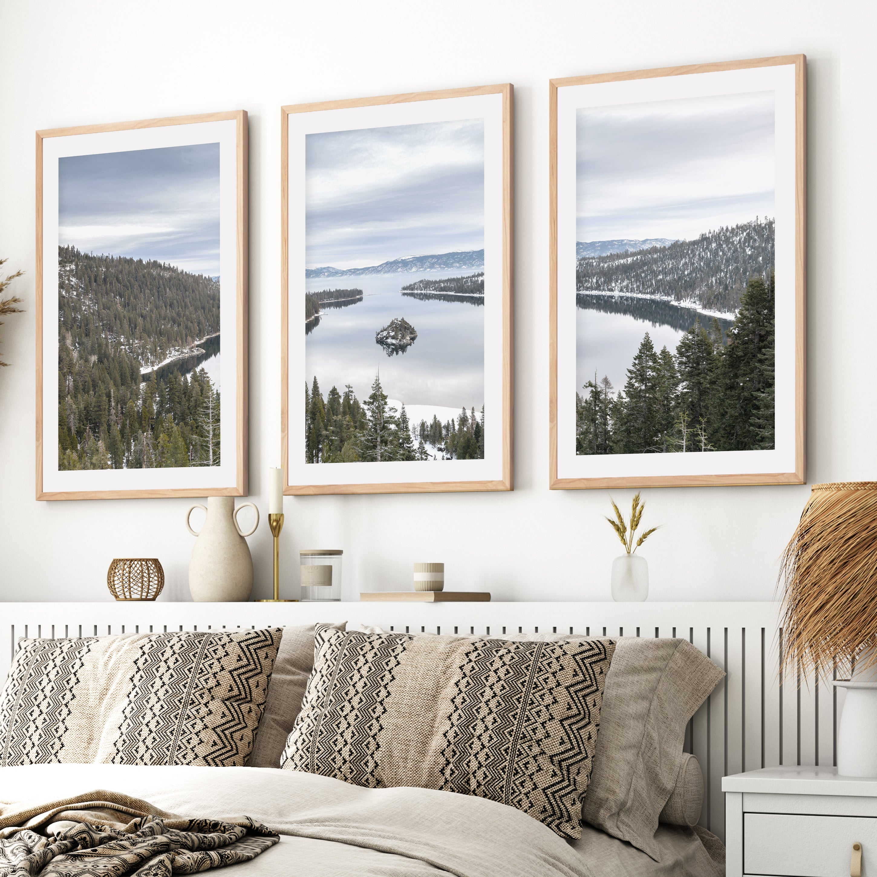Lake Tahoe, Sierra Nevada Triptych – Mountain Wall Art Set of 3