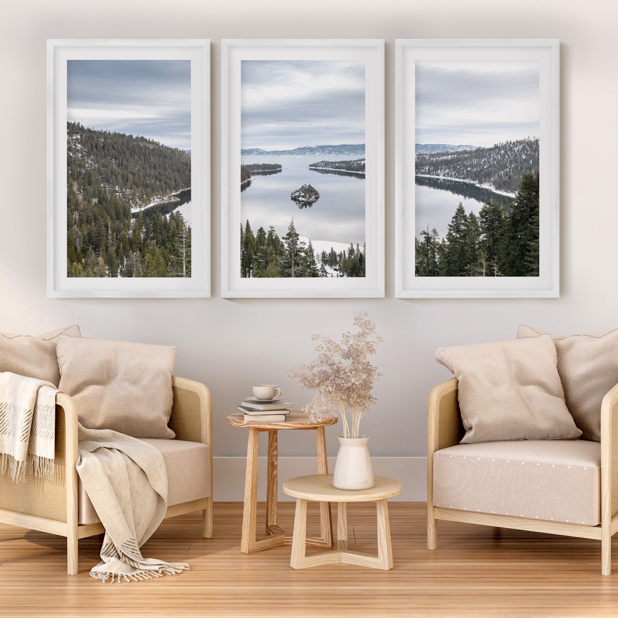 Lake Tahoe, Sierra Nevada Triptych – Mountain Wall Art Set of 3