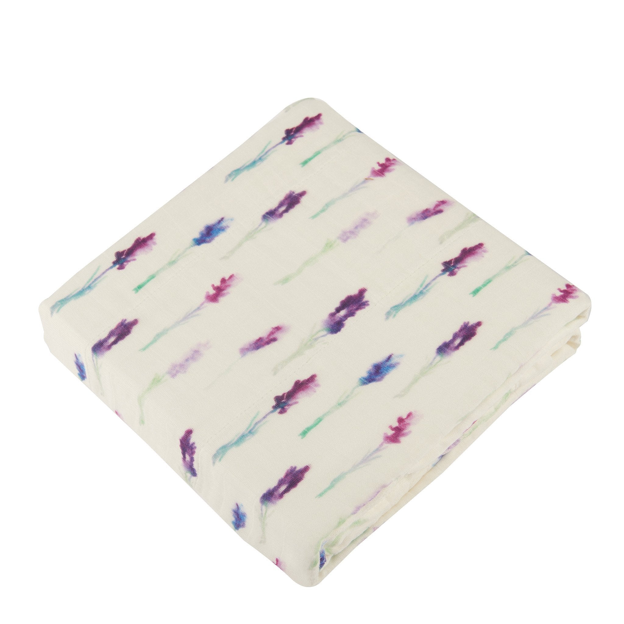 Lavender White Cotton Muslin Baby Swaddle Blanket 47x47