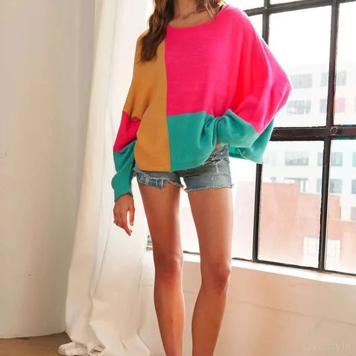 Stylish Oversized Colorblock Sweater