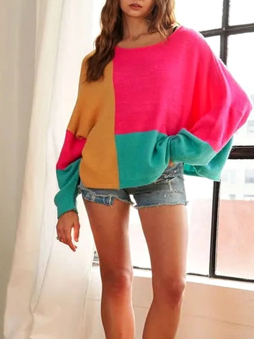 Stylish Oversized Colorblock Sweater
